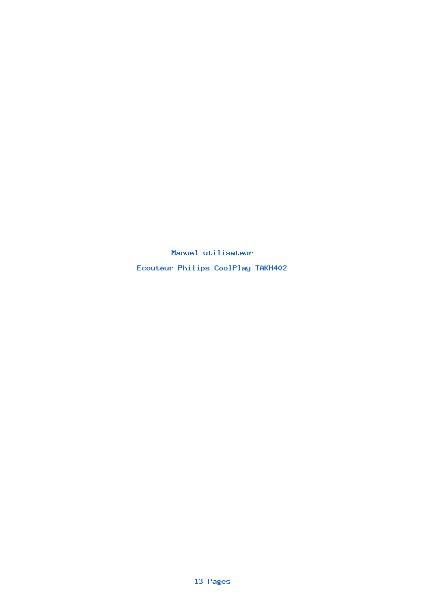 Page 1 de la notice Manuel utilisateur Philips CoolPlay TAKH402