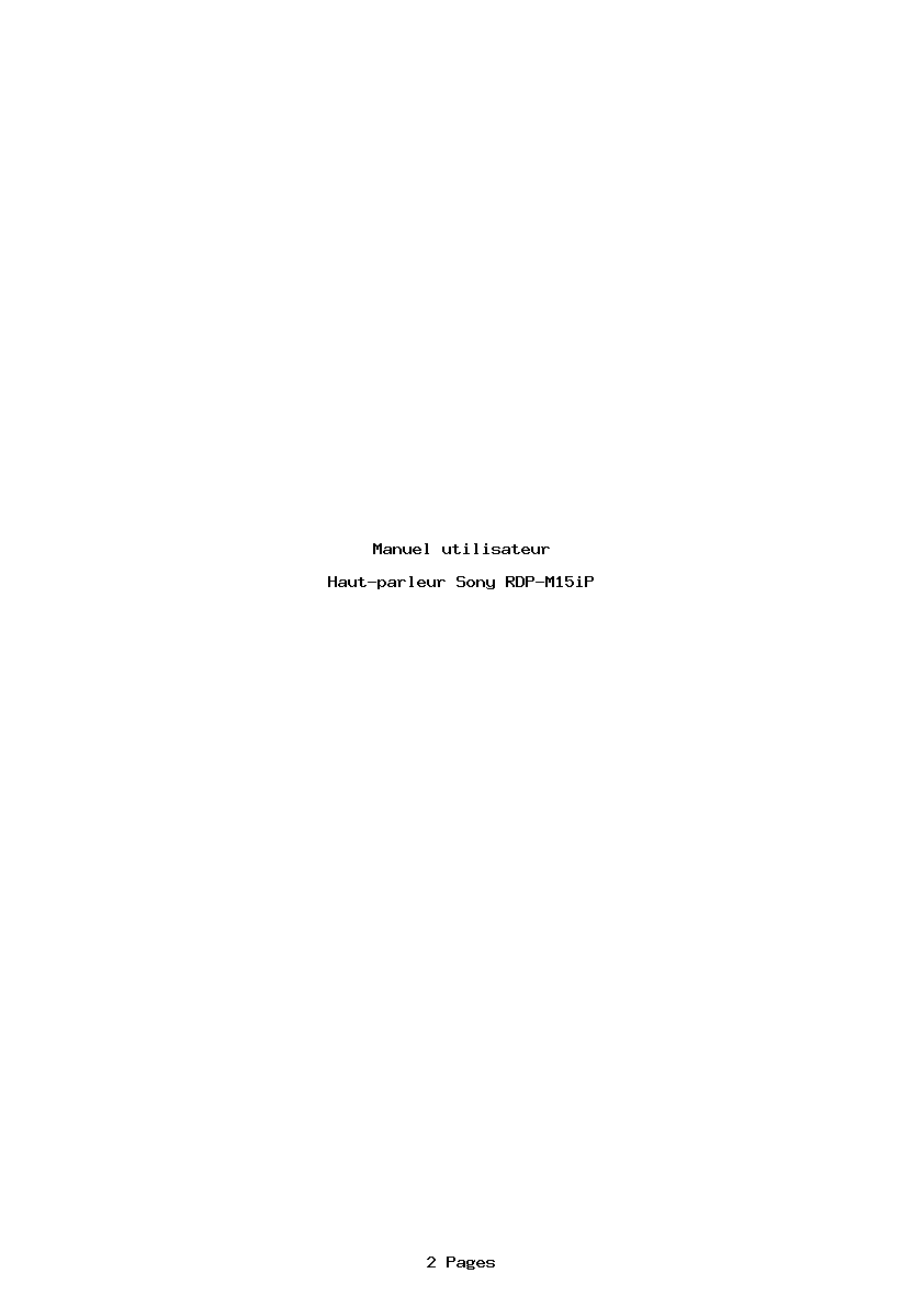 Page 1 de la notice Manuel utilisateur Sony RDP-M15iP