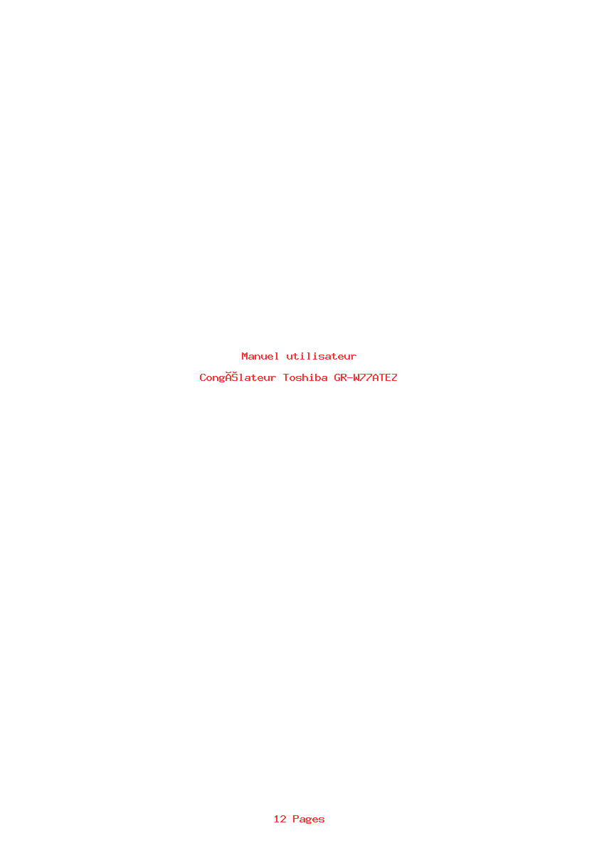 Page 1 de la notice Manuel utilisateur Toshiba GR-W77ATEZ