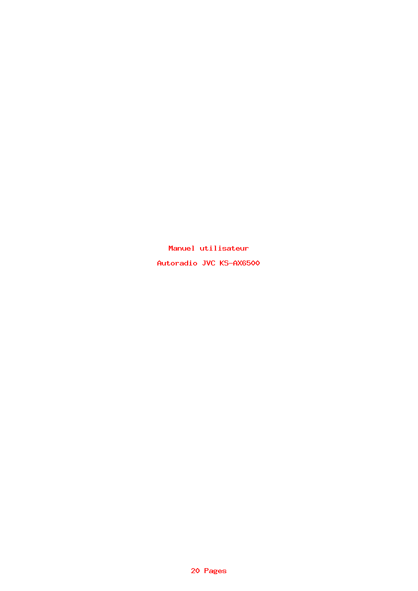 Page 1 de la notice Manuel utilisateur JVC KS-AX6500