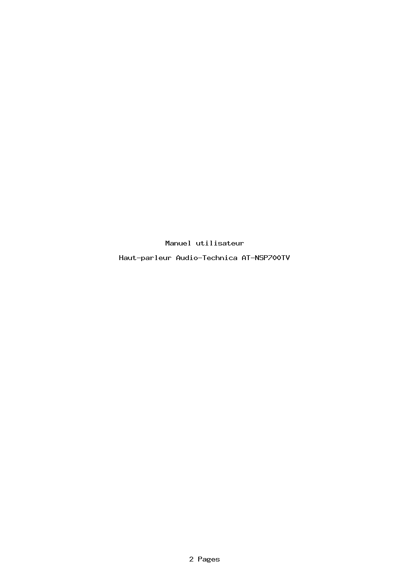 Page 1 de la notice Manuel utilisateur Audio-Technica AT-NSP700TV