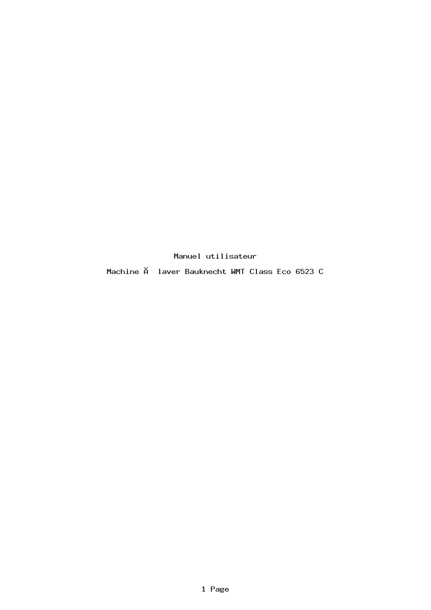 Page 1 de la notice Manuel utilisateur Bauknecht WMT Class Eco 6523 C