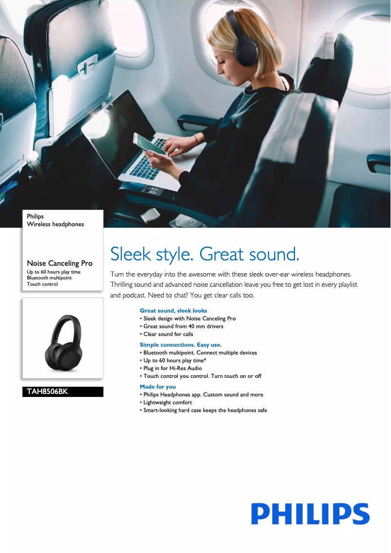 Page 1 of the manual Brochure Philips TAH8506