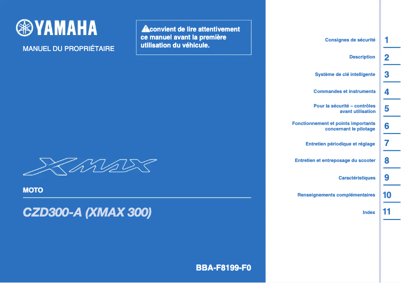 Page 1 de la notice Manuel utilisateur Yamaha XMAX 300 (2021)