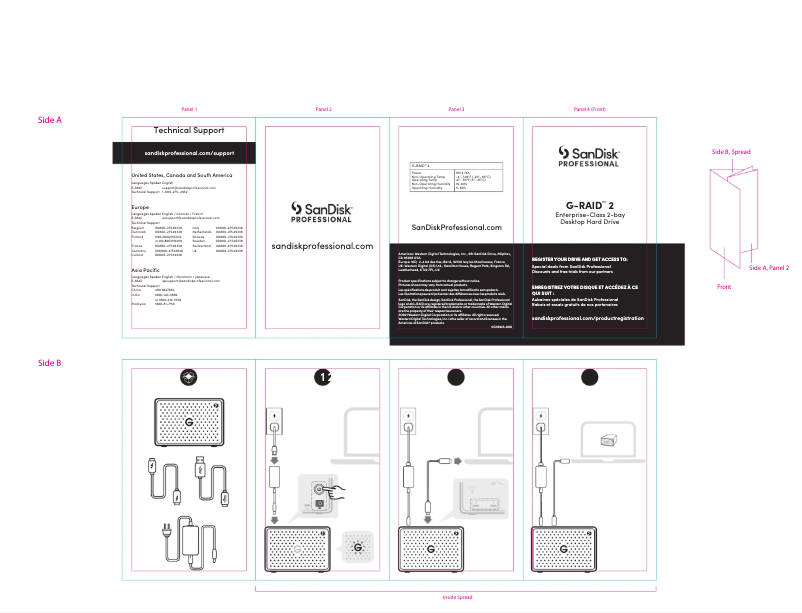 Page 1 de la notice Guide d'installation Sandisk G-RAID 2