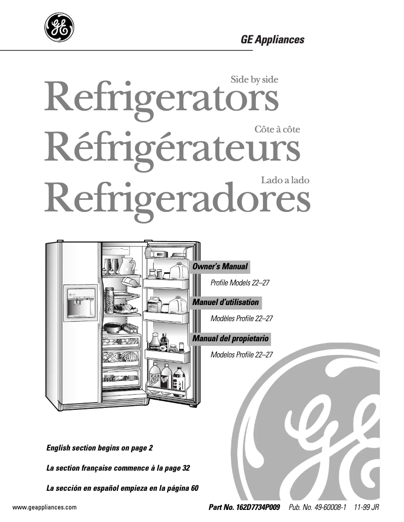 Page 1 de la notice Manuel d'utilisation et d'entretien GE Profile Performance TFX27PPBBB