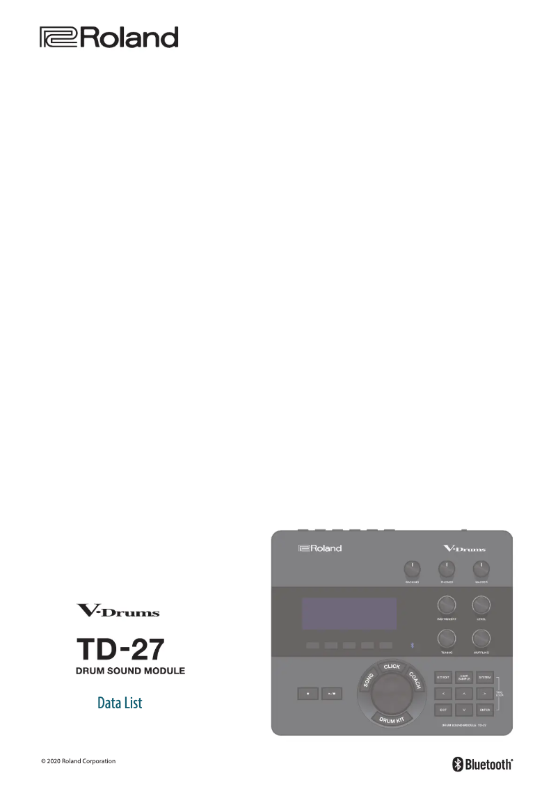 Page 1 de la notice Fiche technique Roland TD-27KV