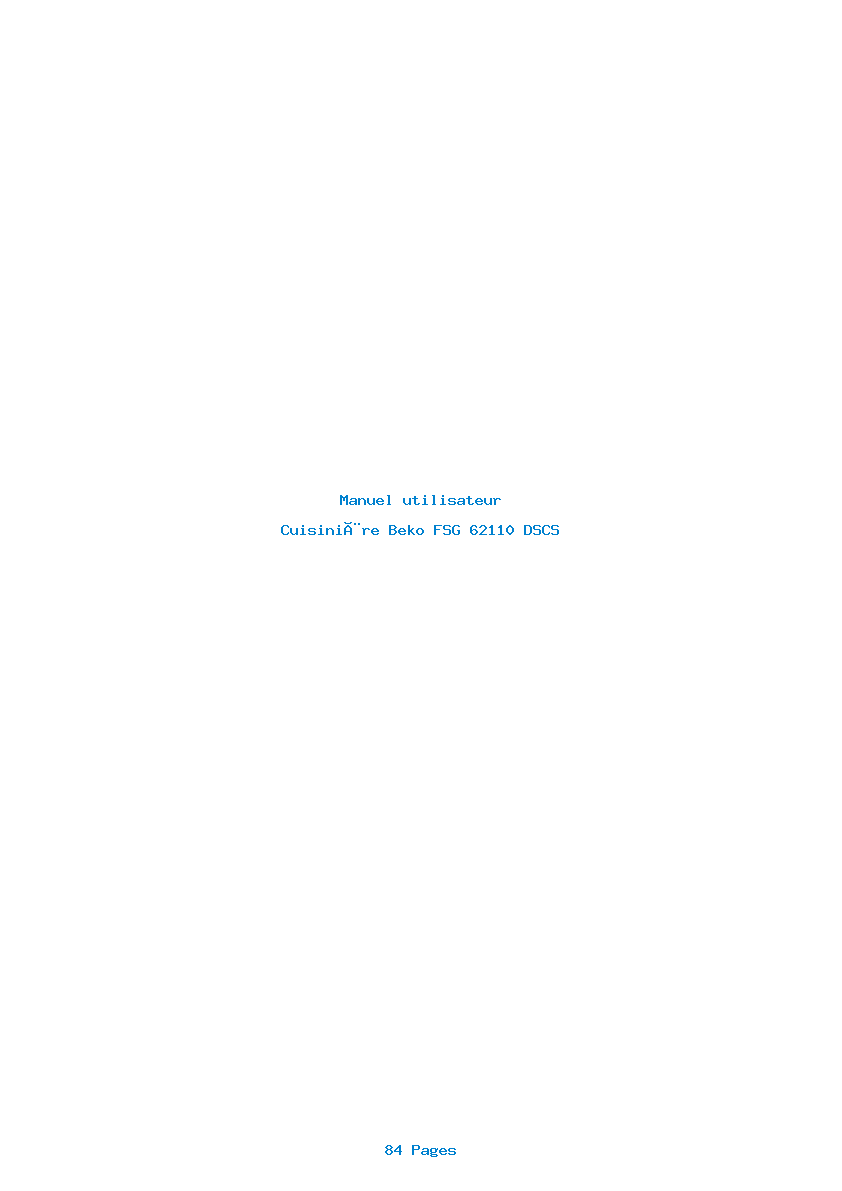 Page 1 de la notice Manuel utilisateur Beko FSG 62110 DSCS