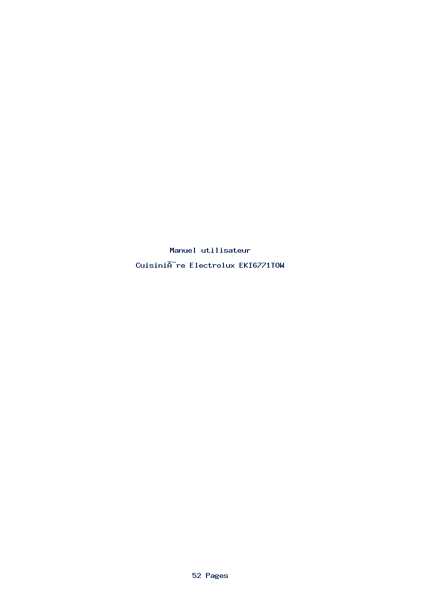 Page 1 de la notice Manuel utilisateur Electrolux EKI6771TOW