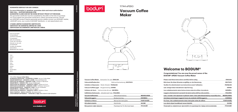 Page 1 de la notice Manuel utilisateur Bodum ePEBO