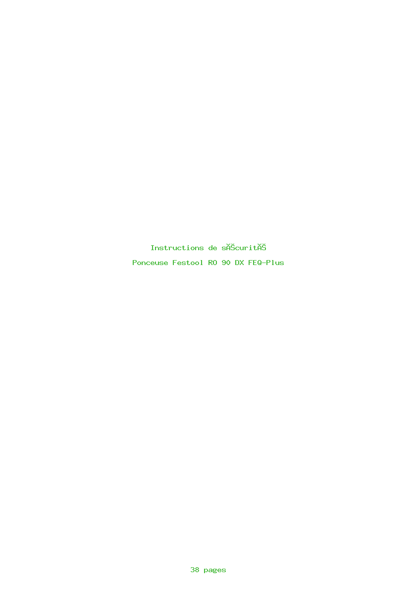 Page 1 de la notice Instructions de sécurité Festool RO 90 DX FEQ-Plus