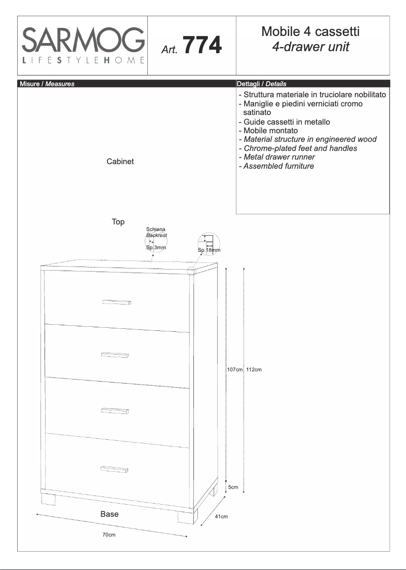 Page 1 de la notice Manuel utilisateur Sarmog A774PCPC