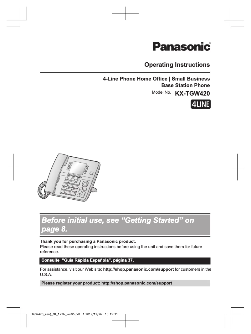 Página 1 del manual Manual de usuario Panasonic KX-TGW420