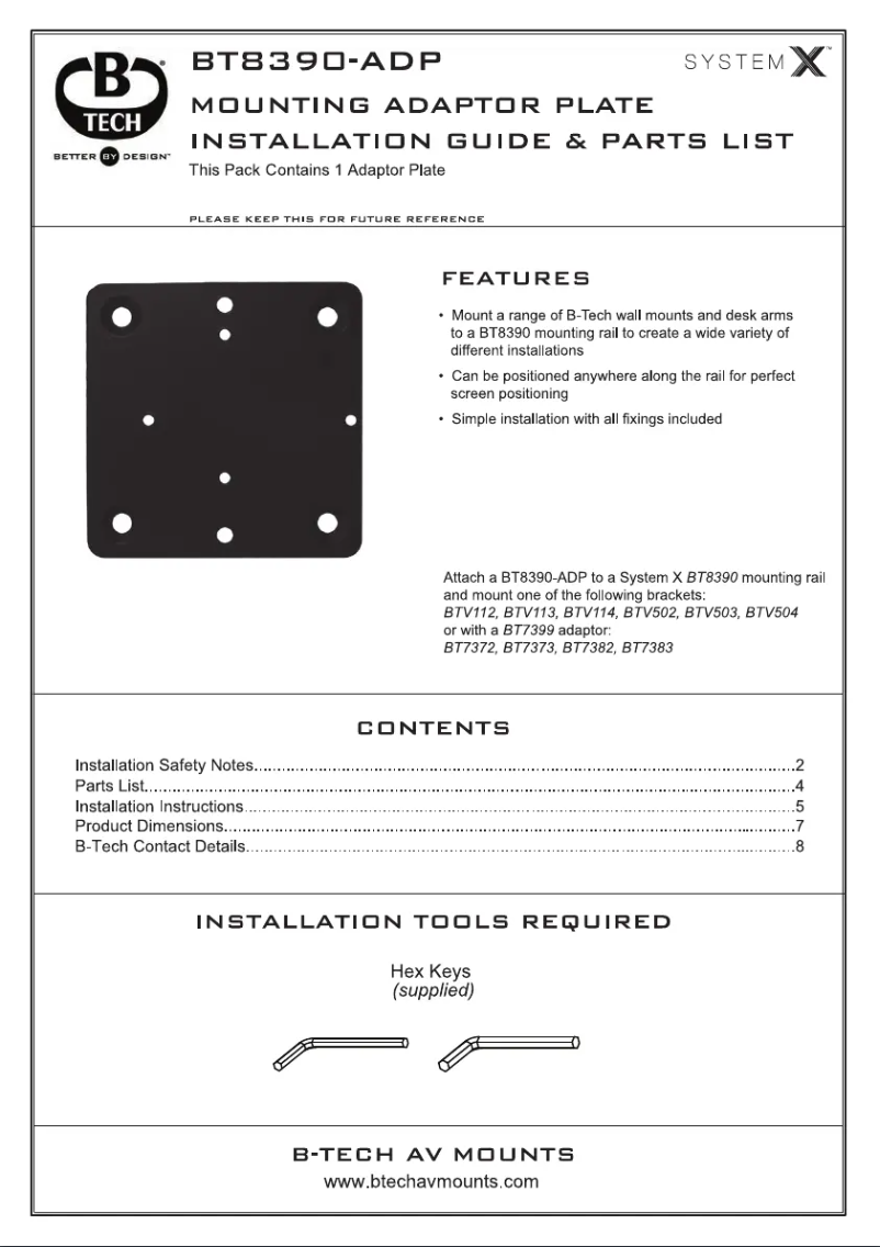 Page 1 of the manual User Manual B-Tech BT8390-ADP