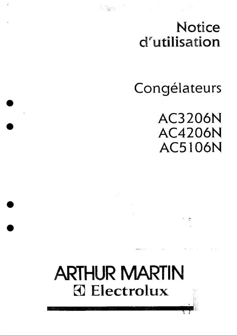 Page 1 de la notice Manuel utilisateur Arthur Martin-Electrolux AC 4206 N