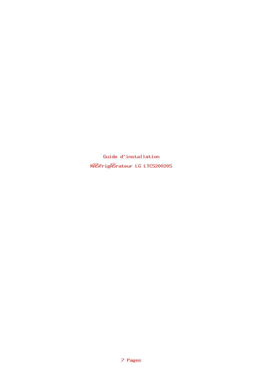 Page 1 de la notice Guide d'installation LG LTCS20020S