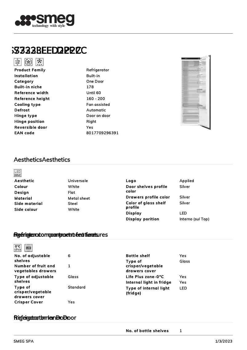 Page 1 de la notice Brochure Smeg S7323LFLD2P2C