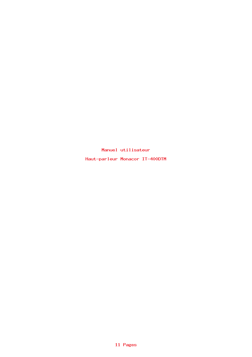 Page 1 de la notice Manuel utilisateur Monacor IT-400DTM