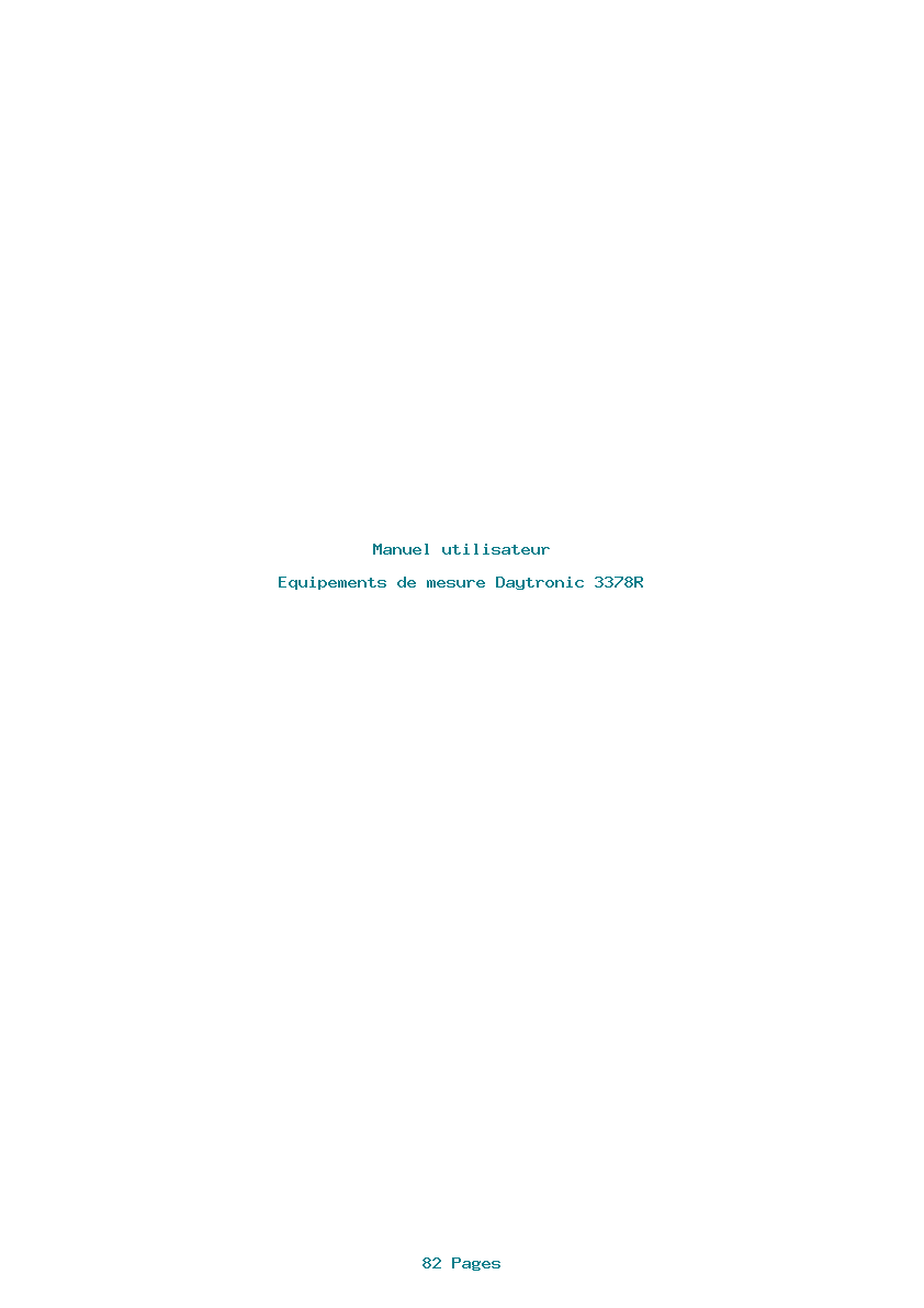 Page 1 de la notice Manuel utilisateur Daytronic 3378R