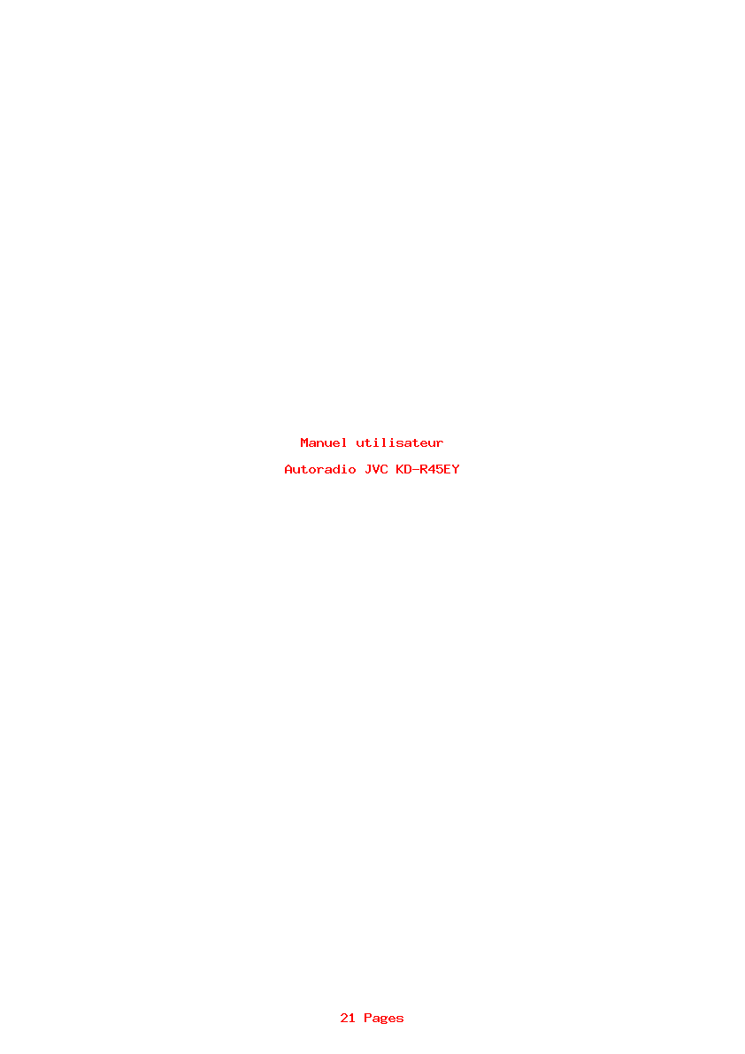 Page 1 de la notice Manuel utilisateur JVC KD-R45EY
