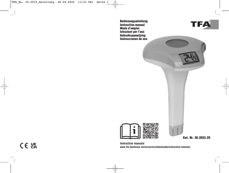 Page 1 de la notice Manuel utilisateur TFA 30.2033.20