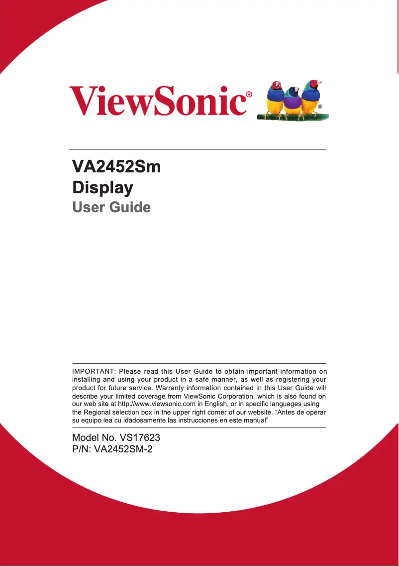 Página 1 del manual Manual de usuario Viewsonic VA2452SM