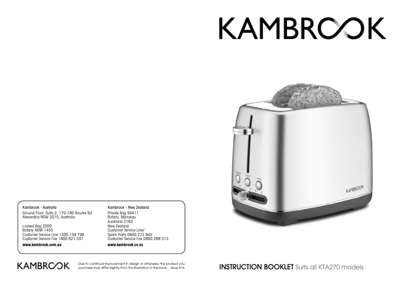 Page 1 de la notice Manuel utilisateur Kambrook KTA270