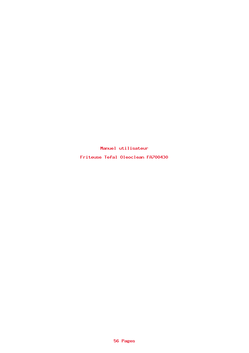 Page 1 de la notice Manuel utilisateur Tefal Oleoclean FA700430