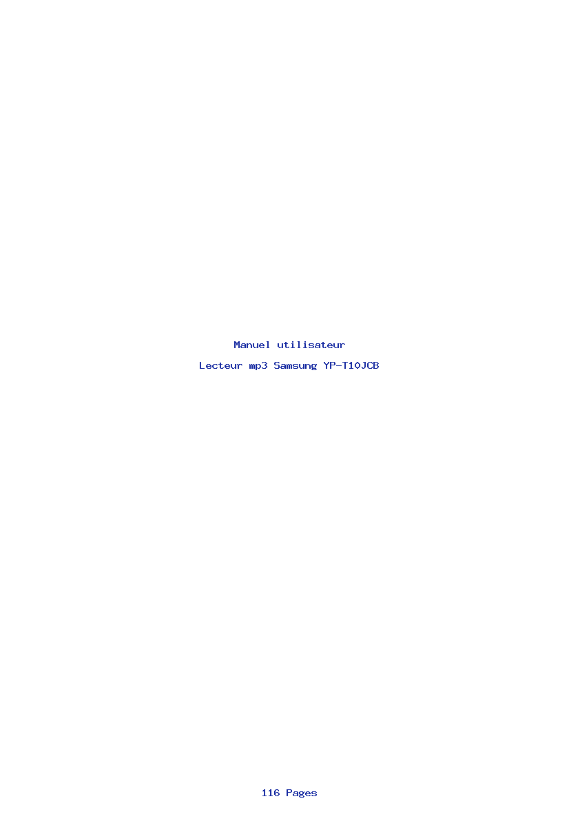 Page 1 de la notice Manuel utilisateur Samsung YP-T10JCB
