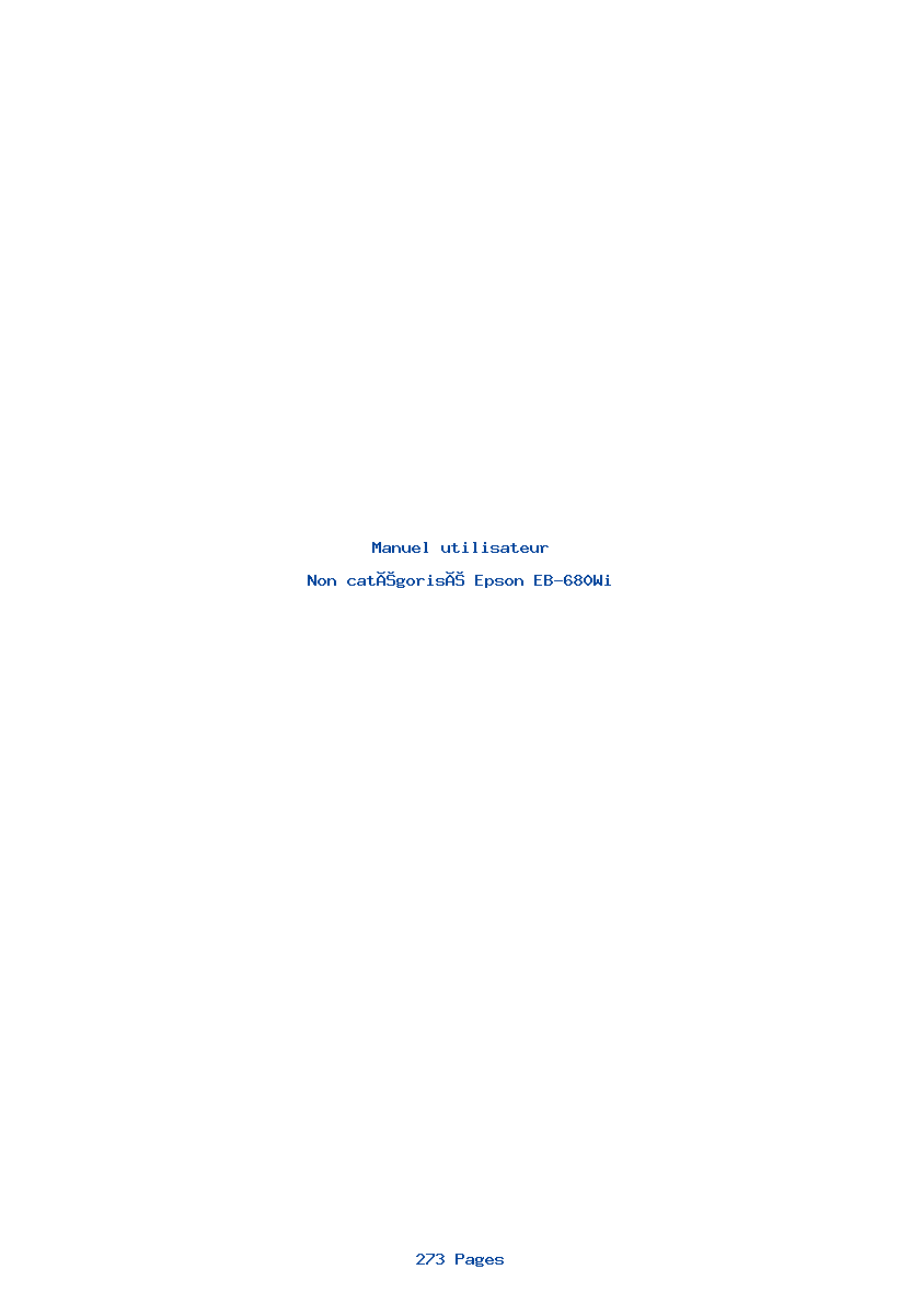 Page 1 de la notice Manuel utilisateur Epson EB-680Wi