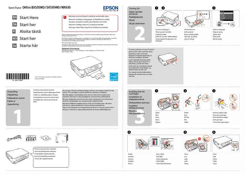 Página 1 del manual Guía de instalación Epson Stylus Office BX535WD