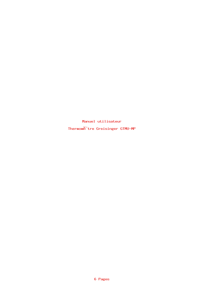 Page 1 de la notice Manuel utilisateur Greisinger GTMU-MP