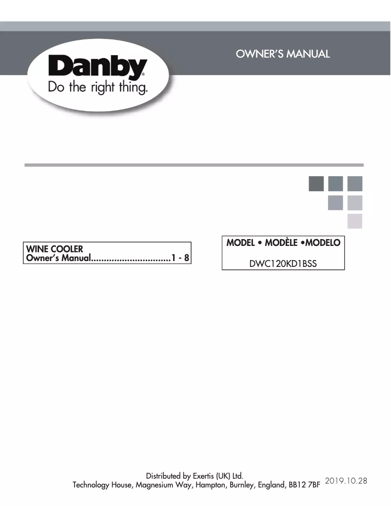 Page 1 de la notice Manuel utilisateur Danby DWC120KD1BSS
