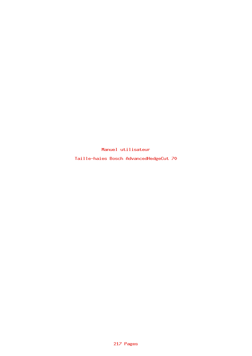 Page 1 de la notice Manuel utilisateur Bosch AdvancedHedgeCut 70