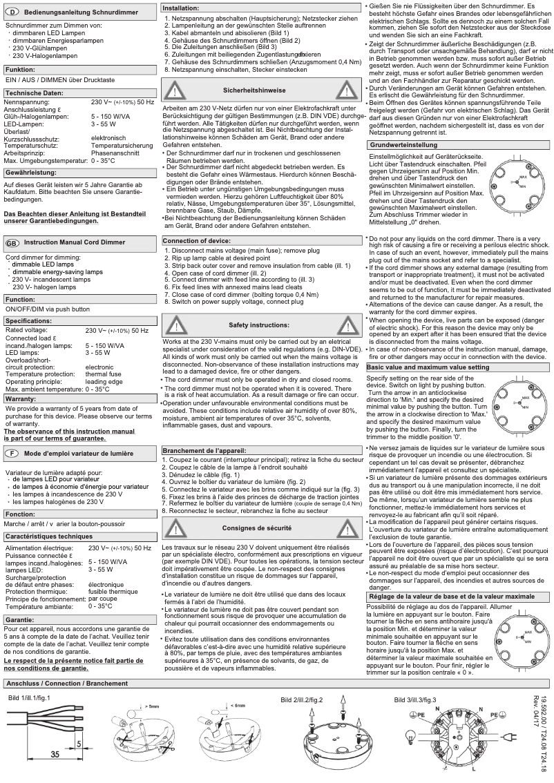 Page 1 de la notice Manuel utilisateur Ehmann T24.08
