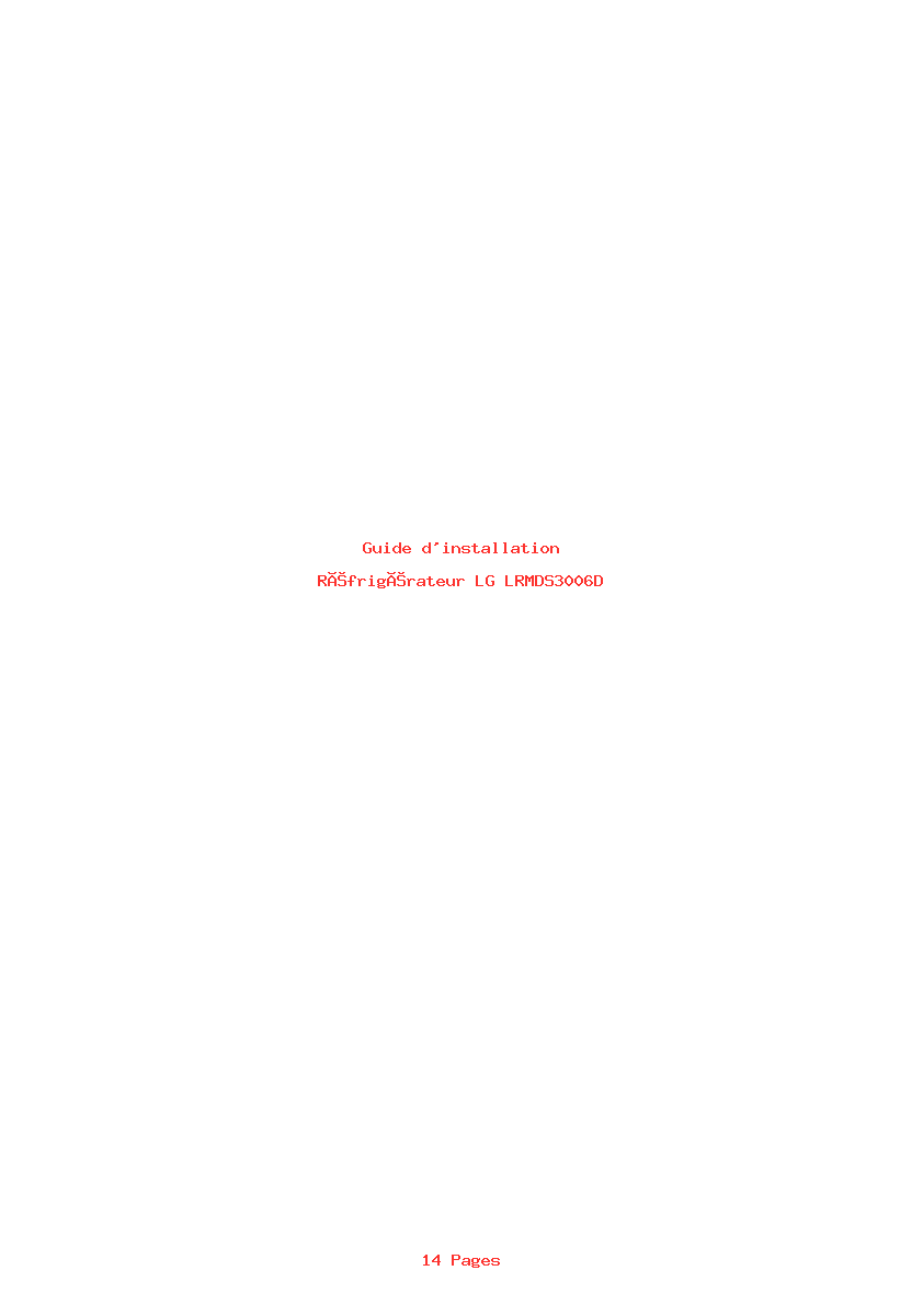 Page 1 de la notice Guide d'installation LG LRMDS3006D