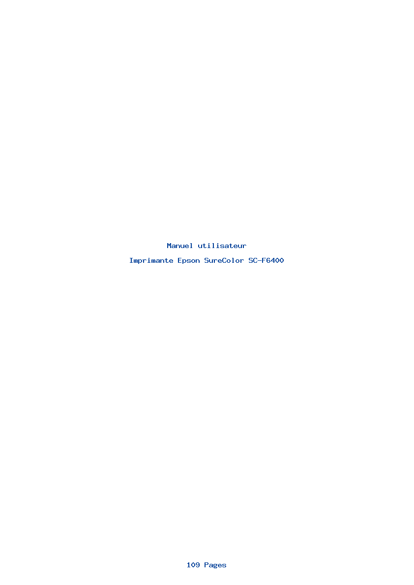 Page 1 de la notice Manuel utilisateur Epson SureColor SC-F6400