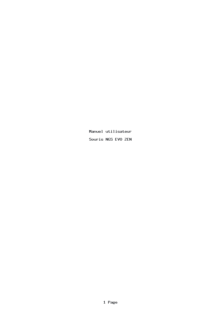 Page 1 de la notice Manuel utilisateur NGS EVO ZEN