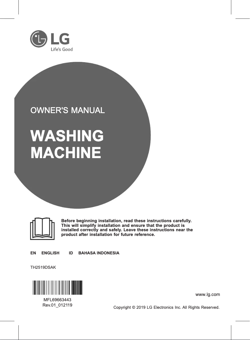 Page 1 de la notice Manuel utilisateur LG TH2519DSAK