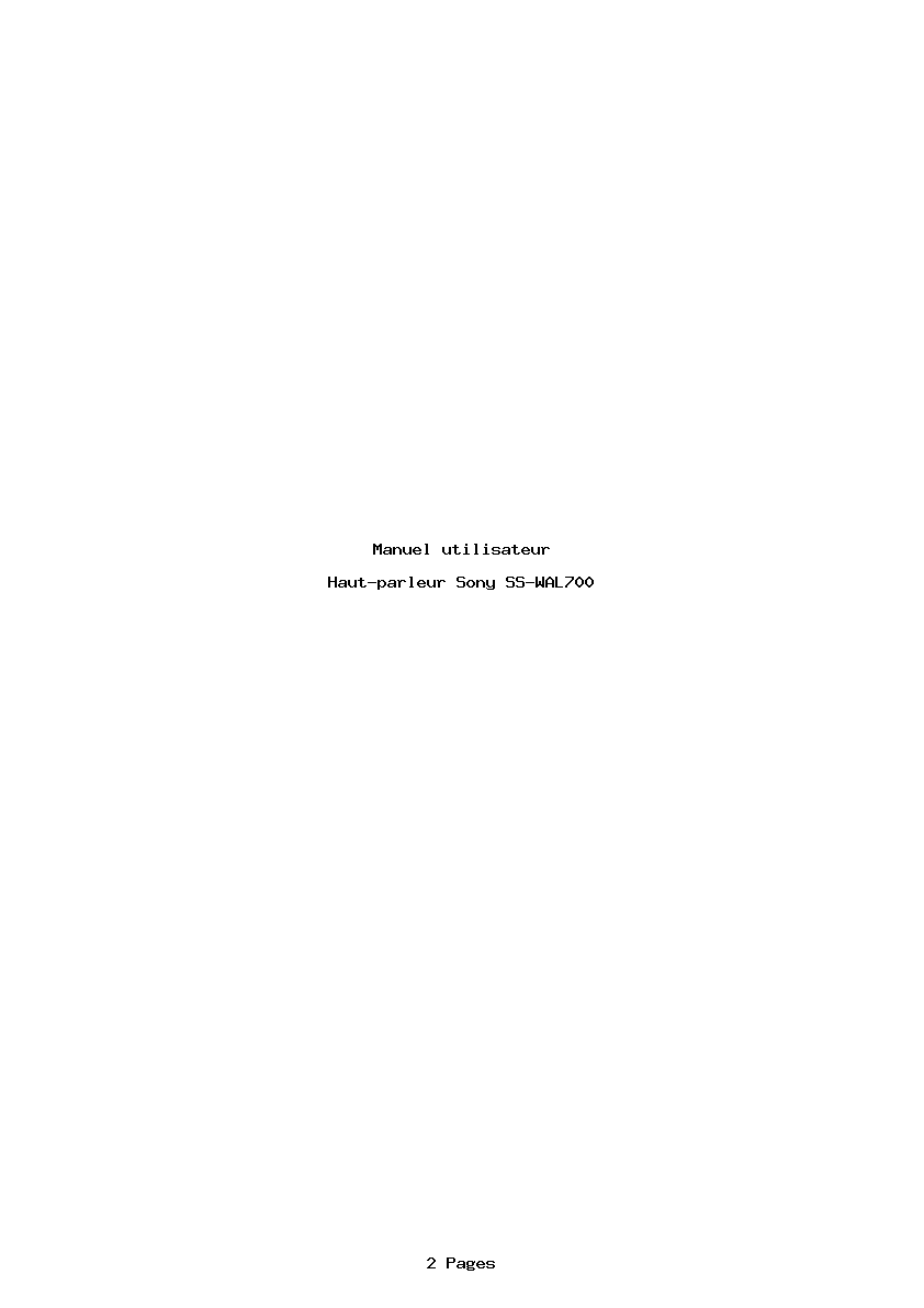 Page 1 de la notice Manuel utilisateur Sony SS-WAL700