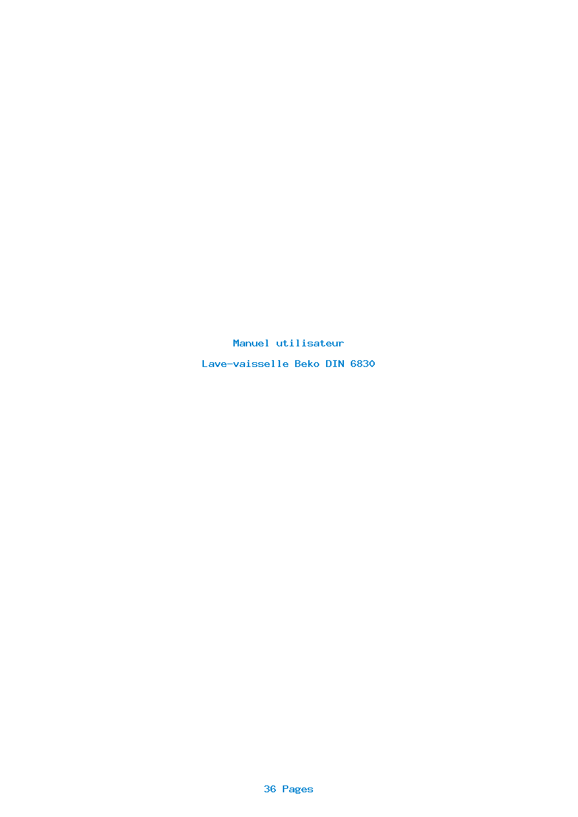 Page 1 de la notice Manuel utilisateur Beko DIN 6830