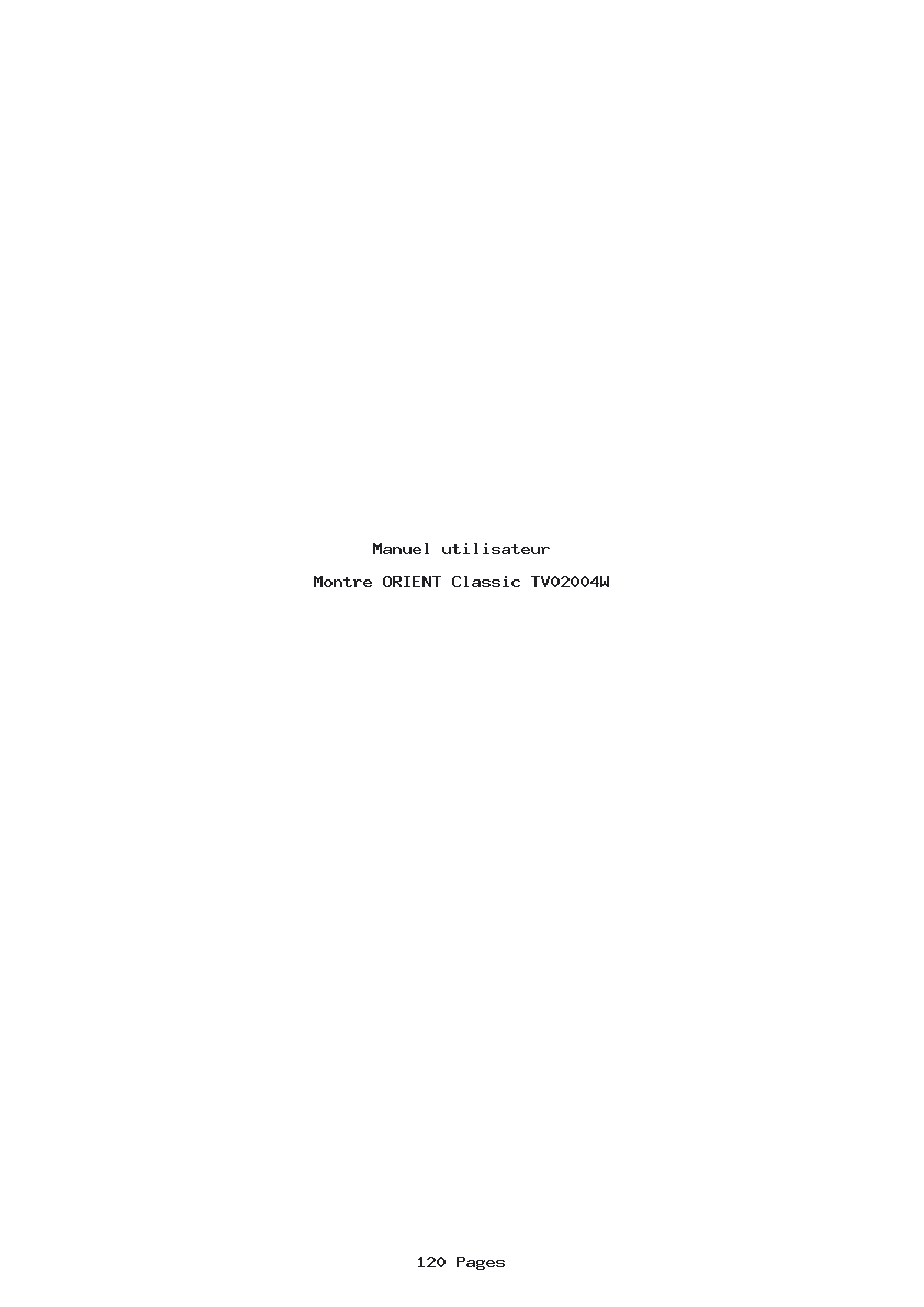 Page 1 de la notice Manuel utilisateur ORIENT Classic TV02004W