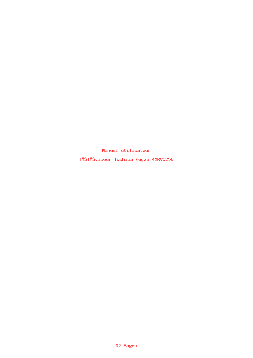 Page 1 de la notice Manuel utilisateur Toshiba Regza 40RV525U