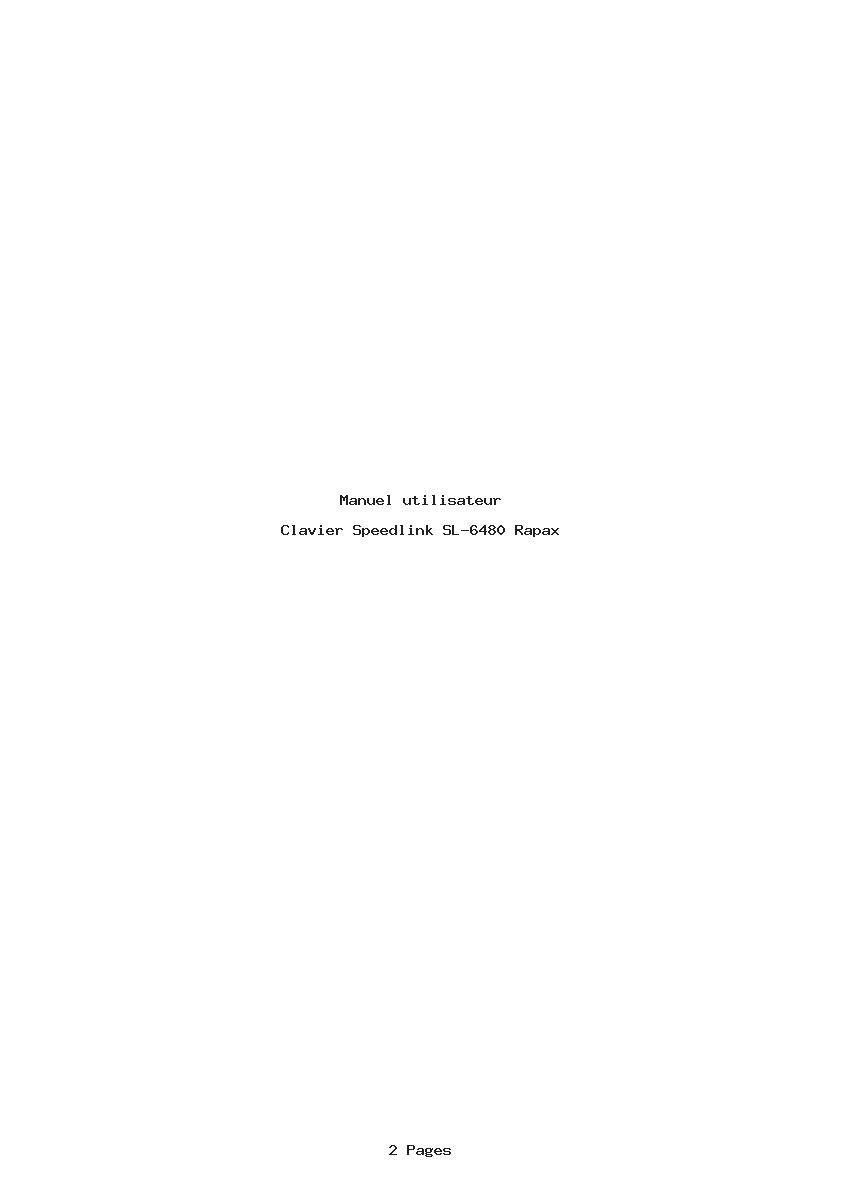Page 1 de la notice Manuel utilisateur Speedlink SL-6480 Rapax