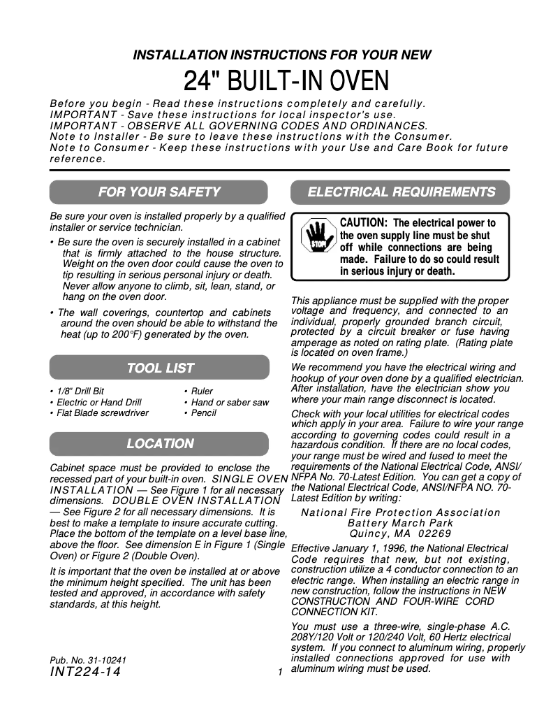 Página 1 del manual Guía de instalación GE JRS04BWBB