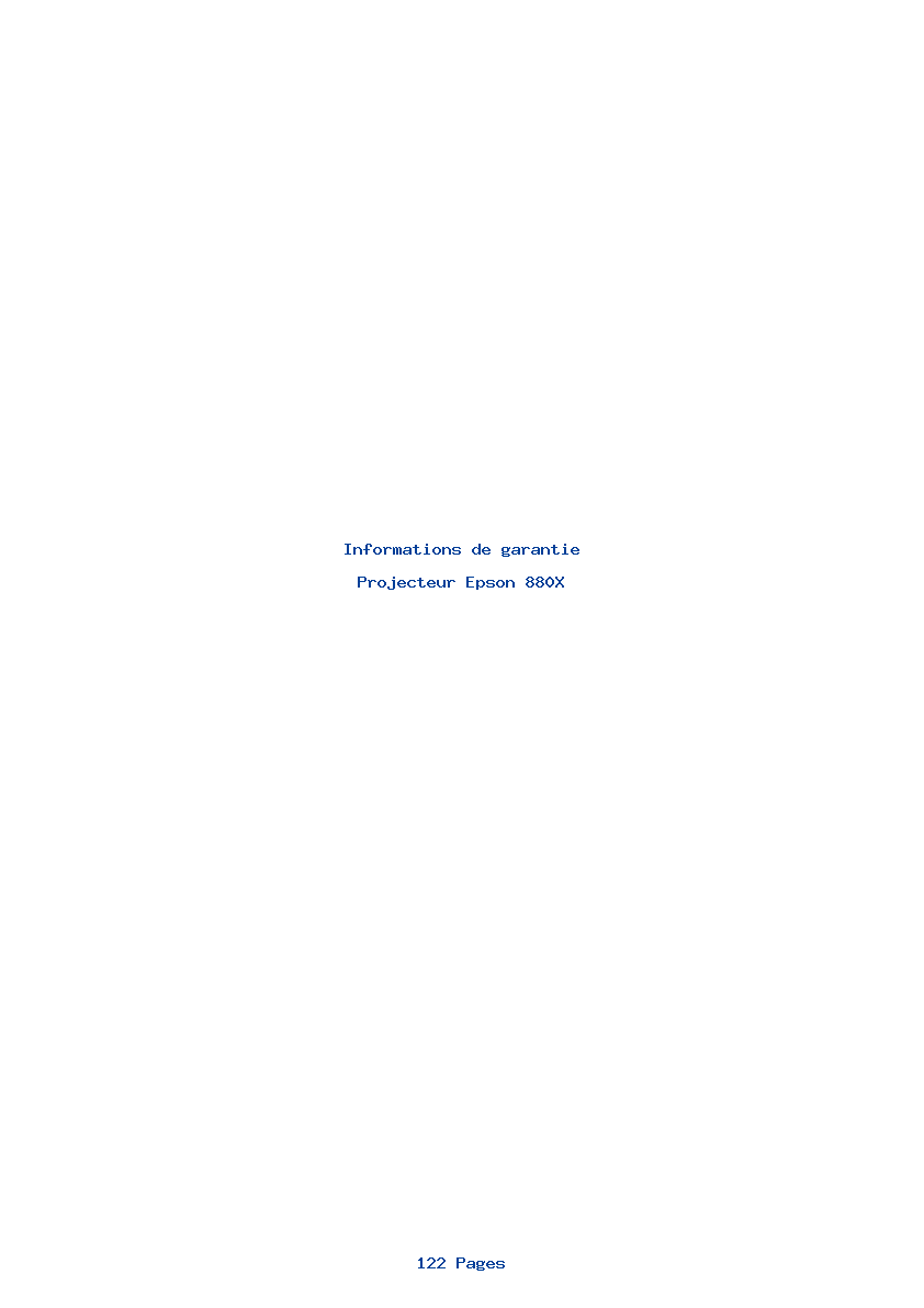 Page 1 de la notice Informations de garantie Epson 880X