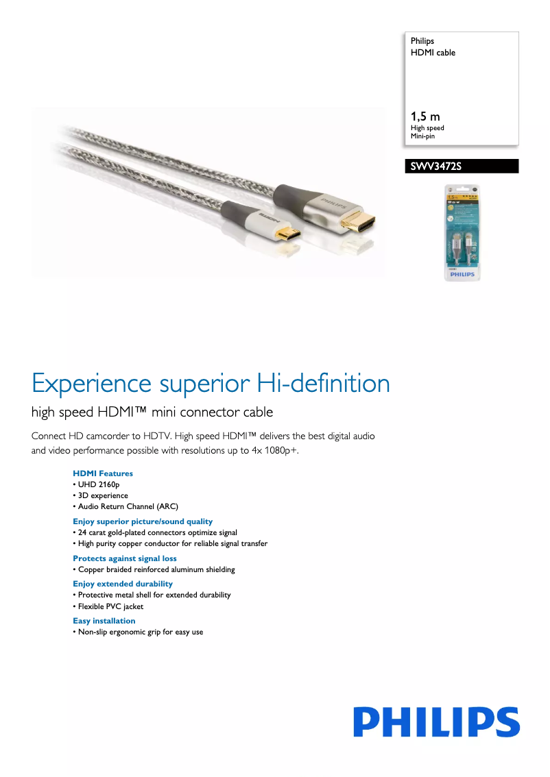 Página 1 del manual Ficha técnica Philips SWV3472S