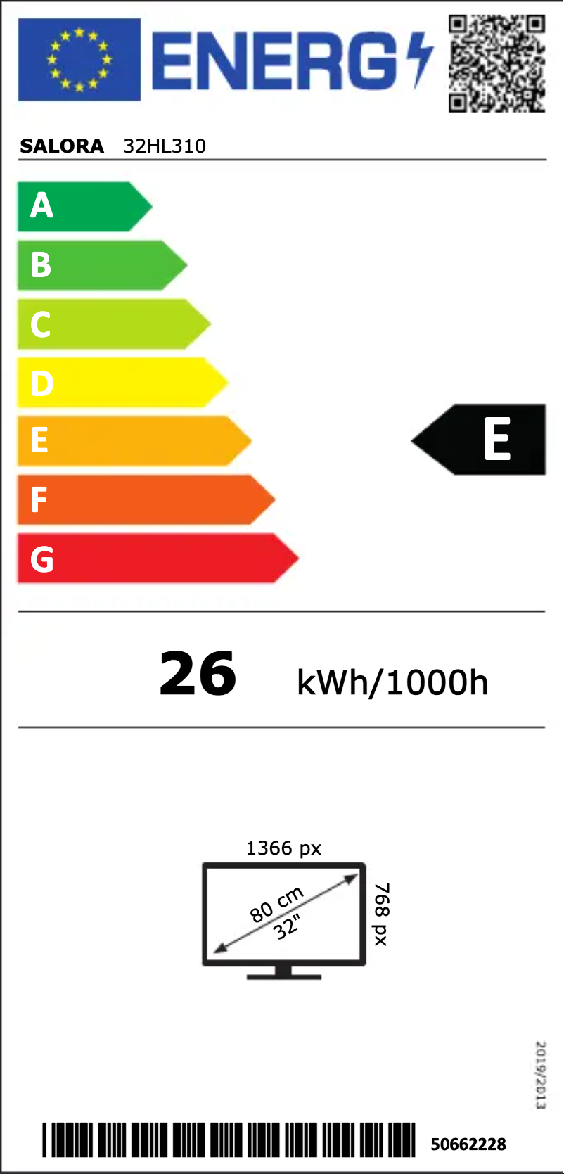 Página 1 del manual Etiqueta energética Salora 32HL310