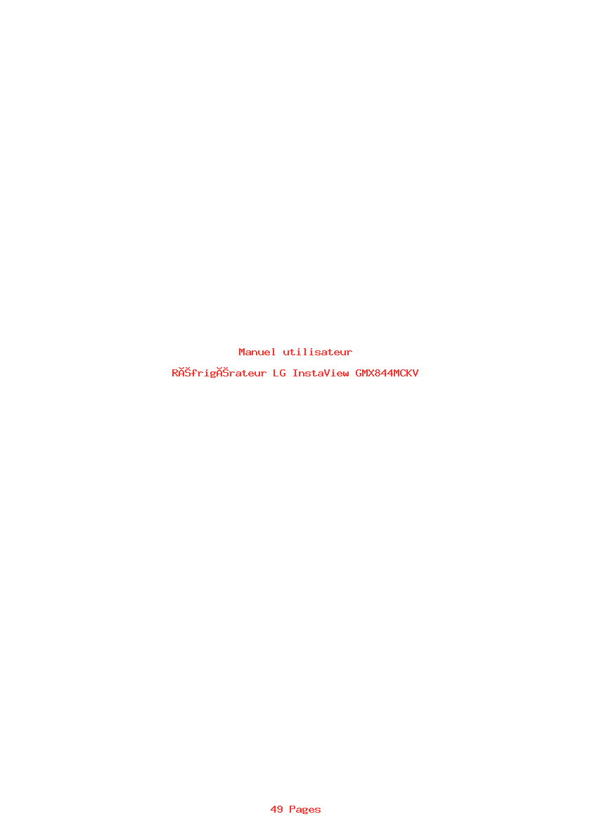Page 1 de la notice Manuel utilisateur LG InstaView GMX844MCKV