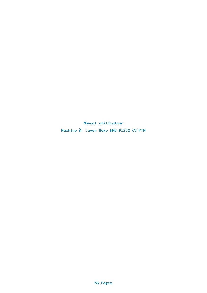 Page 1 de la notice Manuel utilisateur Beko WMB 61232 CS PTM